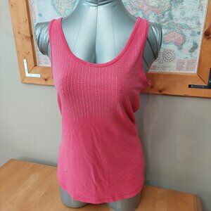 Warehouse One scoop neck tank front embellished detail Pink Women's Large